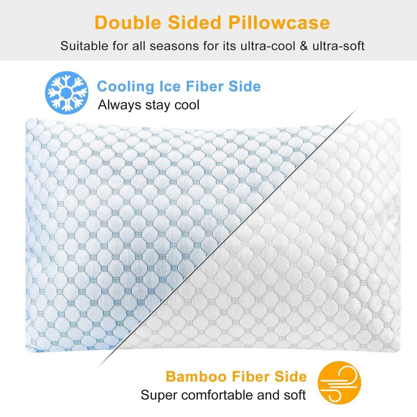 Cooling Memory Foam Pillow Ventilated Soft Bed Pillow w/ Cooling Gel Infused Memory Foam 2Pcs Queen Size - Clothes For Her Online Store
