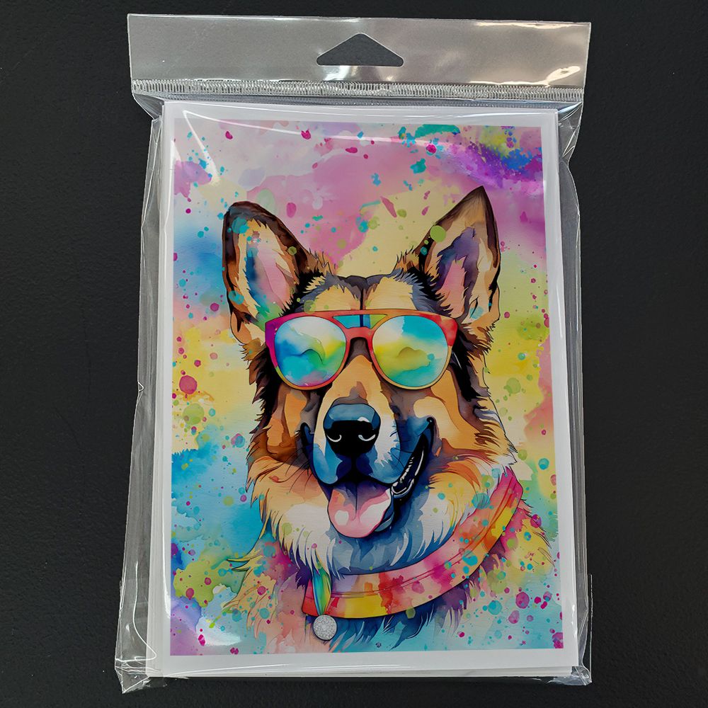 German Shepherd Hippie Dawg Greeting Cards Pack of 8 Blank Cards with Envelopes Whimsical A7 Size 5x7 Blank Note Cards