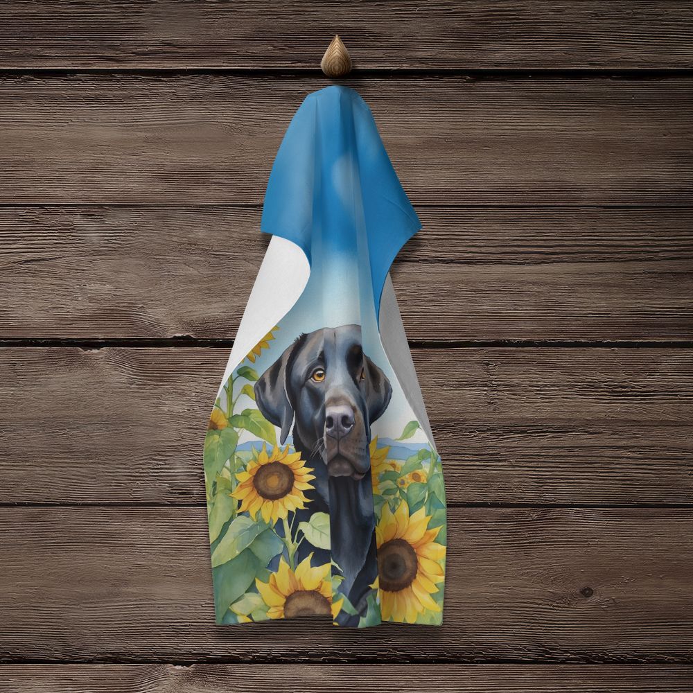 Labrador Retriever in Sunflowers Kitchen Towel Dish Cloths Guest Hand Towel Decorative Bathroom Towel for Face,Tea, Dishcloth, Kitchen and Bath