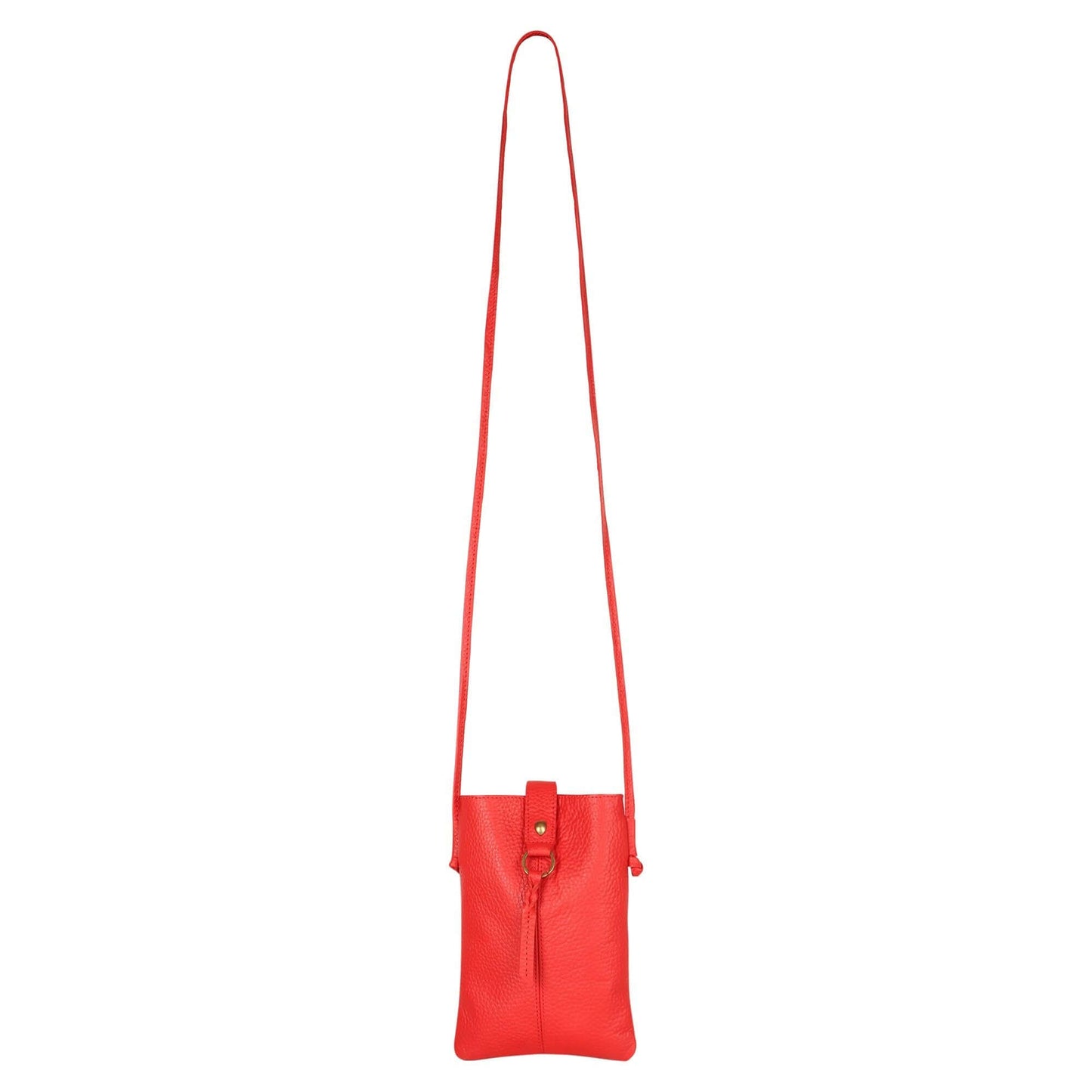 Jennie Small crossbody bag w/ slim strap closure & tassel - Vibrant Red