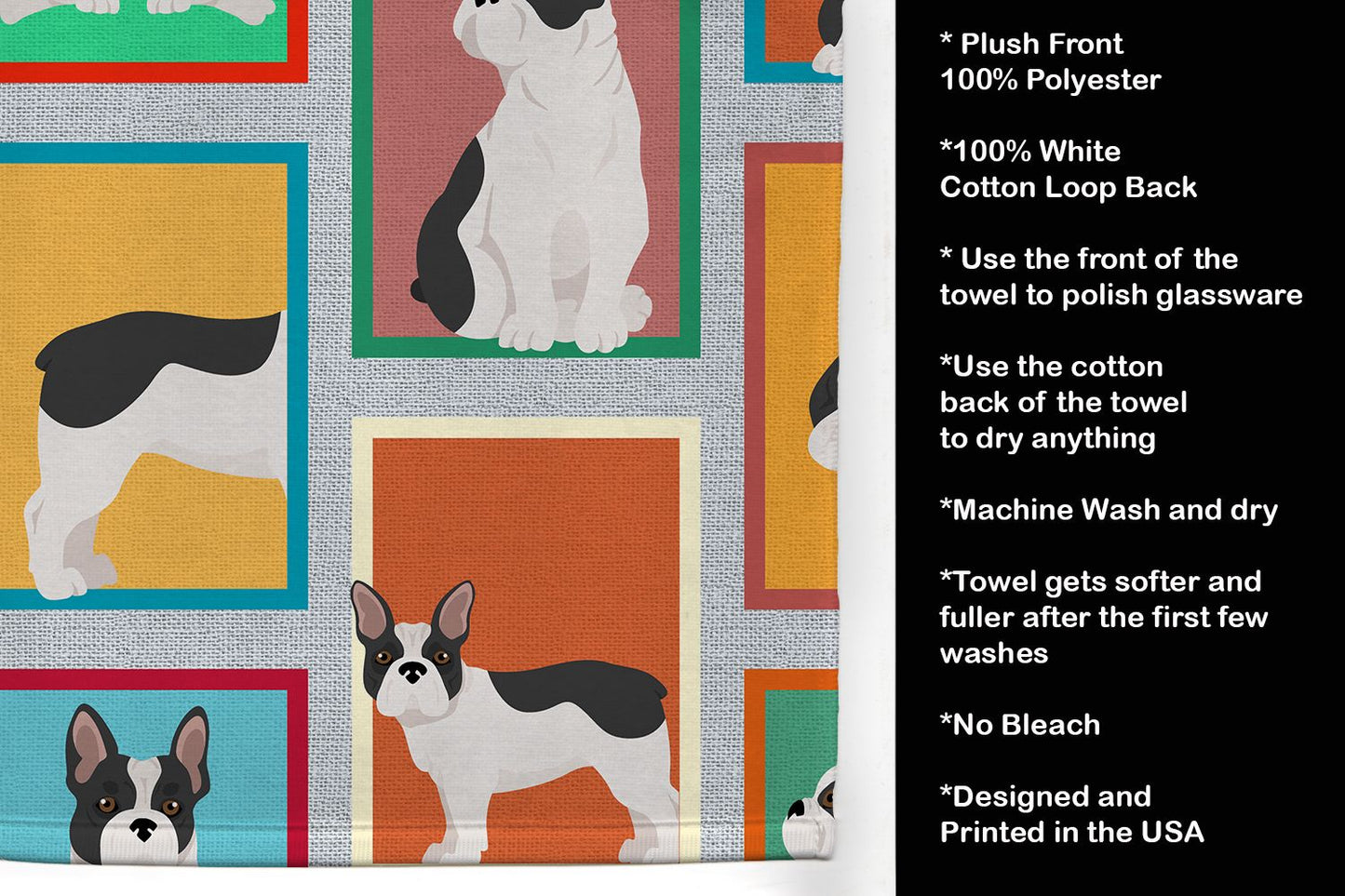 Lots of Black and White French Bulldog Kitchen Towel Dish Cloths Guest Hand Towel Decorative Bathroom Towel for Face,Tea, Dishcloth, Kitchen and Bath