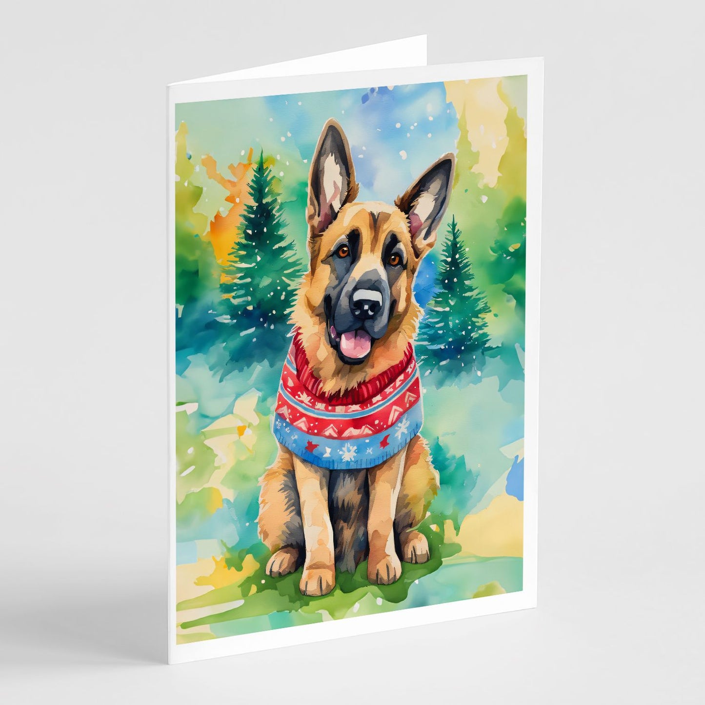 German Shepherd Christmas Greeting Cards Pack of 8 Blank Cards with Envelopes Whimsical A7 Size 5x7 Blank Note Cards