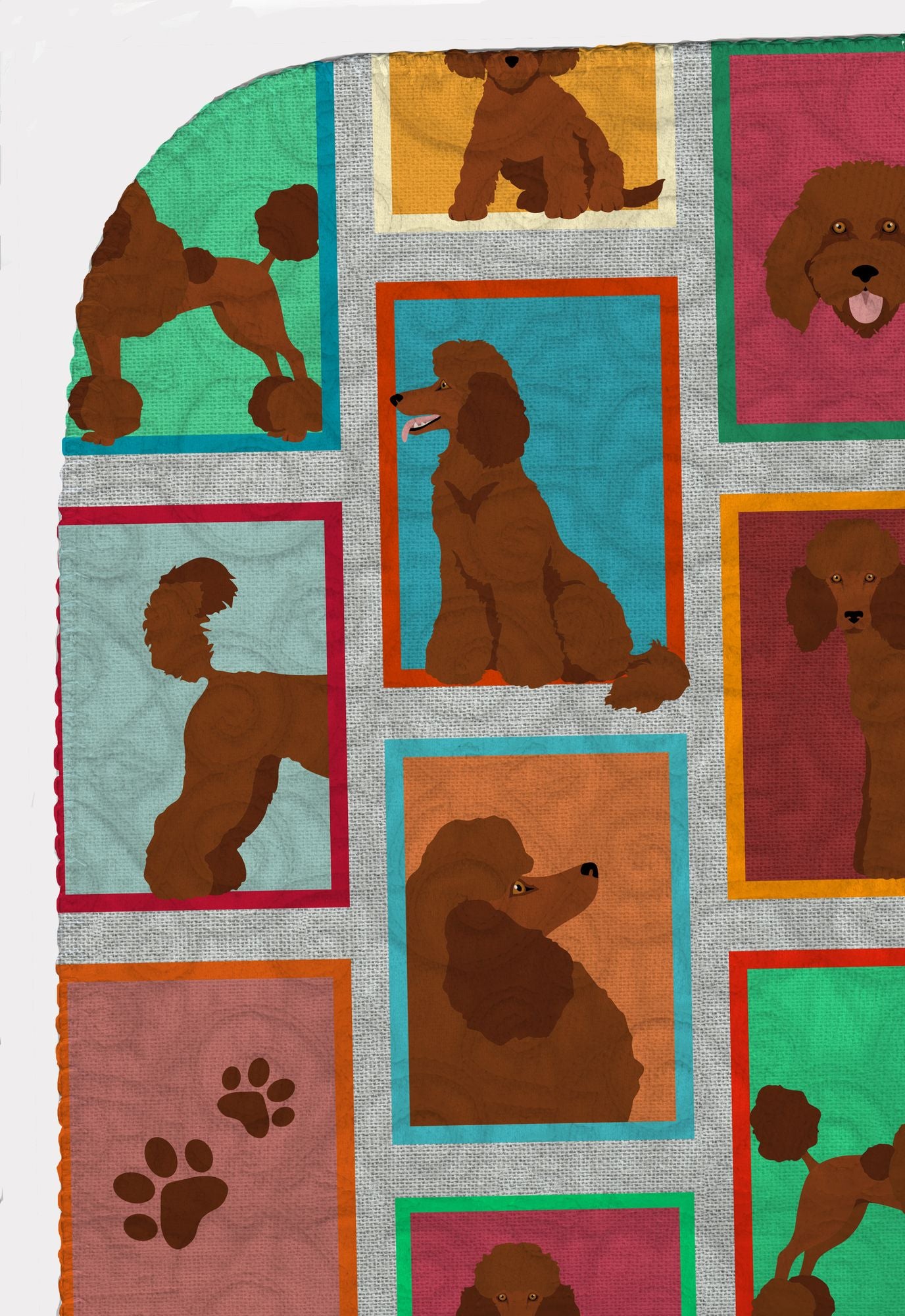 Lots of Chocolate Standard Poodle Quilted Blanket 50x60 Artwork Pattern Quilted Throw Blanket for Bed, Couch, Sofa, Soft and Lightweight