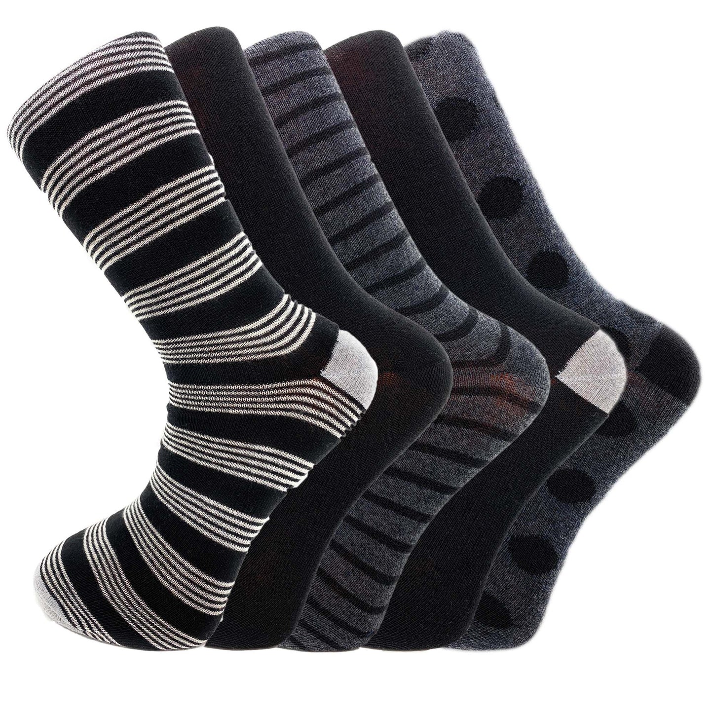 Men's Cotton Crew Dress Socks 5 Pairs Business Casual Moisture-Wicking