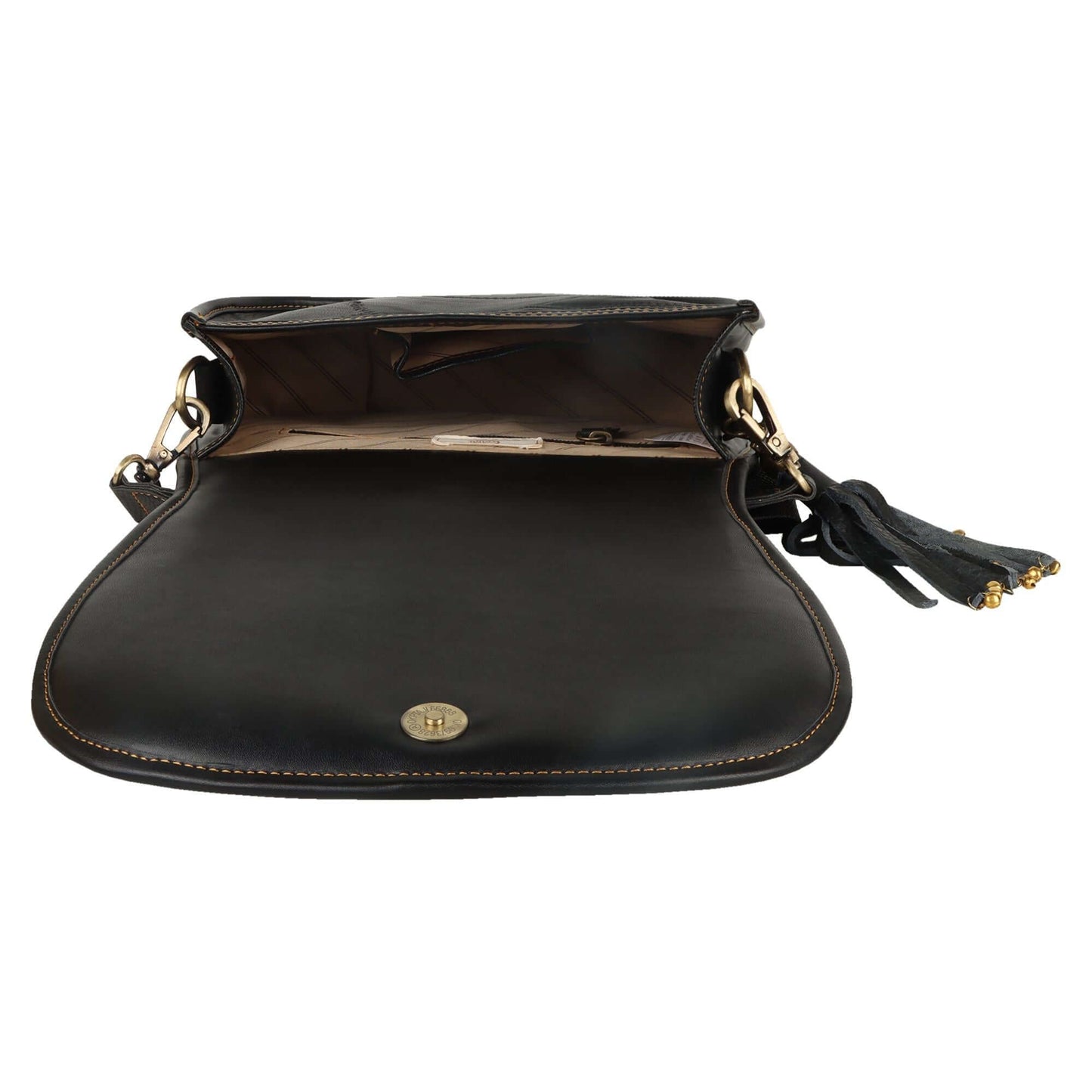 Vivo Saddle Bag made with upcycled leather + premium vegan leather Front Flap