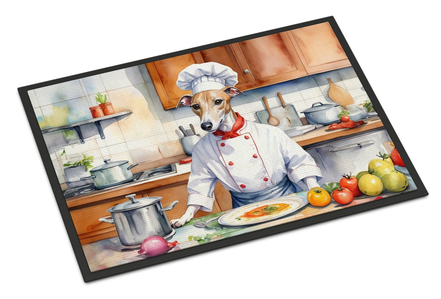 NEW Whippet The Chef Doormat Front Door Mat Indoor Outdoor Rugs for Entryway, Non Slip Washable Low Pile, 18H X 27W