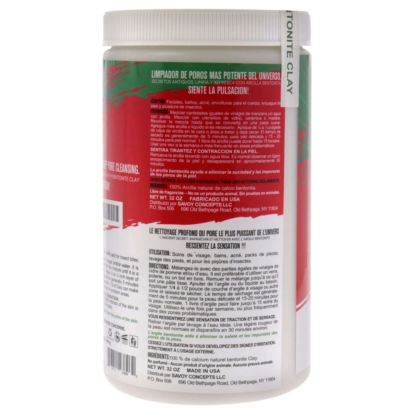 Powerful Deep Pore Cleansing Calcium Bentonite Clay by Mayan Magic Mud for Unisex - 32 oz Cleanser