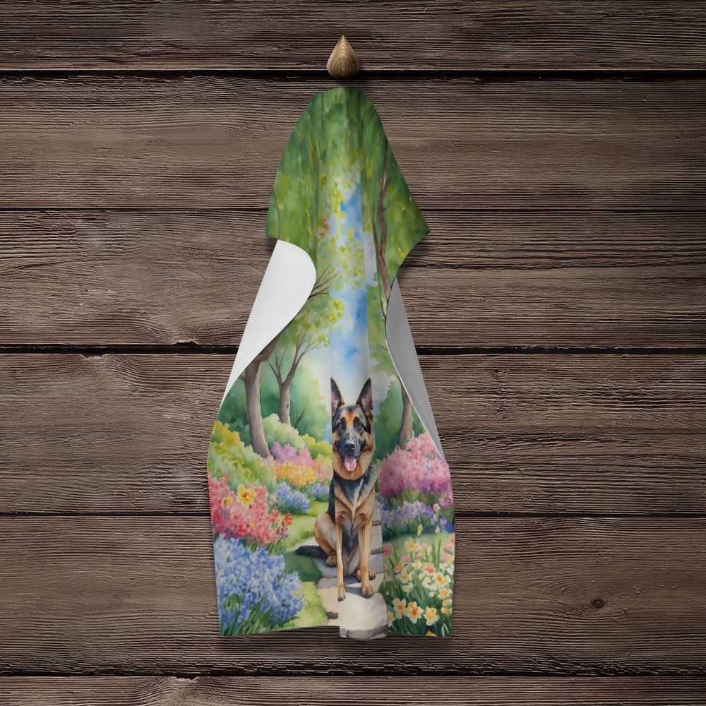 German Shepherd Spring Path Kitchen Towel Dish Cloths Guest Hand Towel Decorative Bathroom Towel for Face,Tea, Dishcloth, Kitchen and Bath