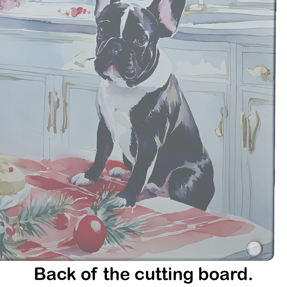 NEW French Bulldog Christmas Cookies Glass Cutting Board Decorative Tempered Glass Kitchen Cutting and Serving Board Large Size Chopping Board