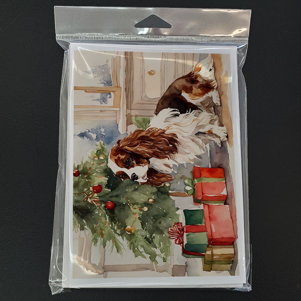 Cavalier Spaniel Christmas Greeting Cards Pack of 8 Blank Cards with Envelopes Whimsical A7 Size 5x7 Blank Note Cards