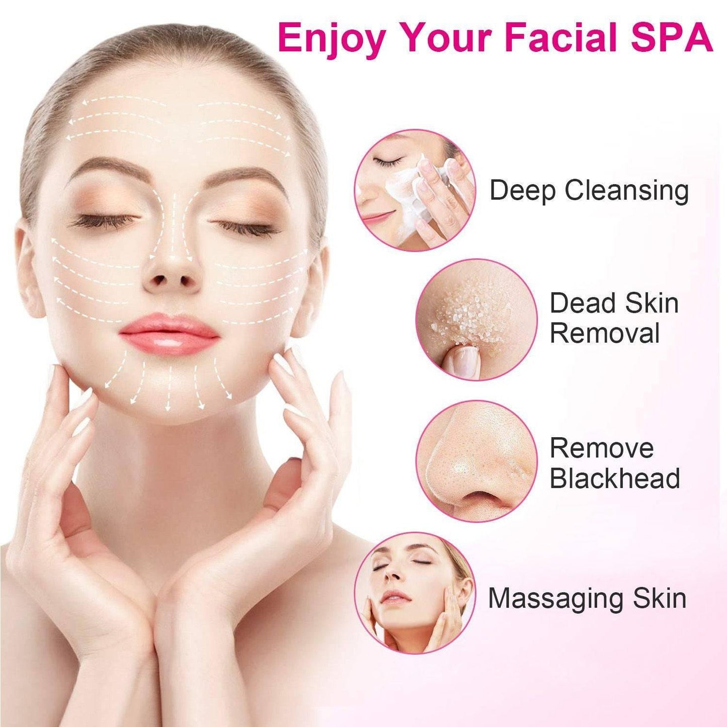 Facial Cleansing Brush Waterproof Face Spin Cleaning Brush with 5 Brush Heads - Clothes For Her Online Store