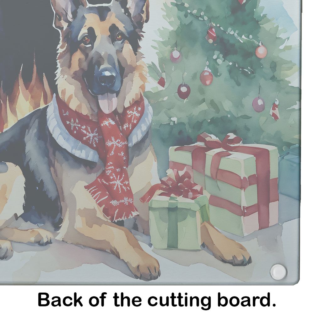 NEW German Shepherd Cozy Christmas Glass Cutting Board Decorative Tempered Glass Kitchen Cutting and Serving Board Large Size Chopping Board