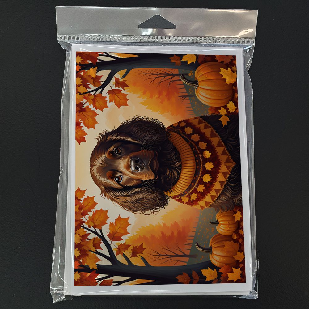 Boykin Spaniel Fall Greeting Cards Pack of 8 Blank Cards with Envelopes Whimsical A7 Size 5x7 Blank Note Cards