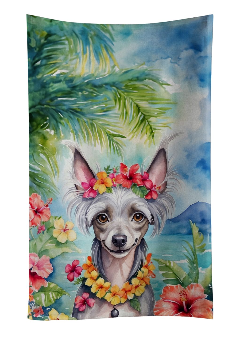 Chinese Crested Luau Kitchen Towel Dish Cloths Guest Hand Towel Decorative Bathroom Towel for Face,Tea, Dishcloth, Kitchen and Bath