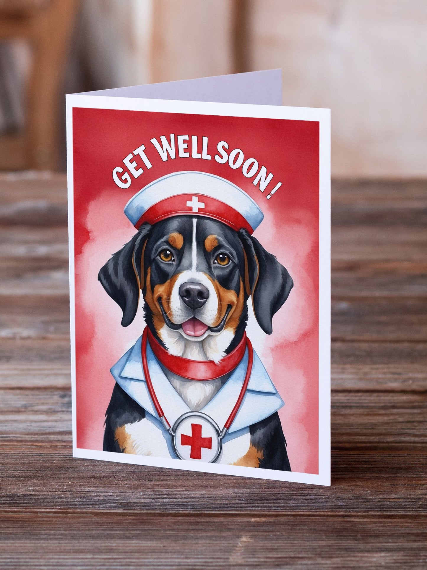 Entlebucher Mountain Dog Get Well Soon Greeting Cards Pack of 8 Blank Cards with Envelopes Whimsical A7 Size 5x7 Blank Note Cards