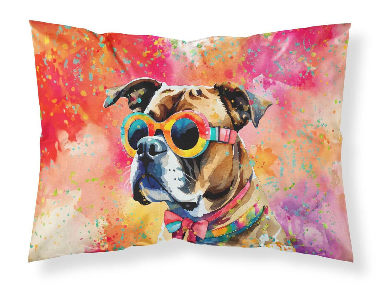 Boxer Hippie Dawg Standard Pillowcase Lightweight Super Soft Easy Care Decorative Artwork Pillowcase, Standard