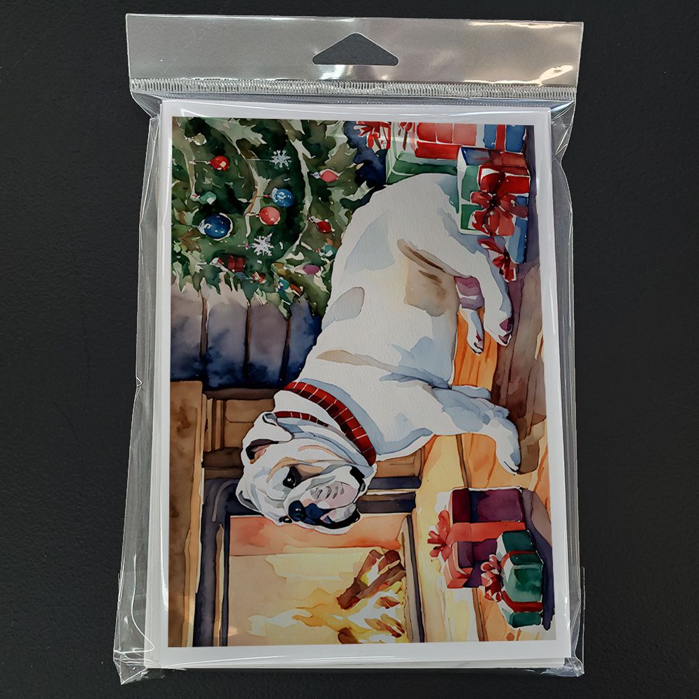 White English Bulldog Christmas Greeting Cards Pack of 8 Blank Cards with Envelopes Whimsical A7 Size 5x7 Blank Note Cards