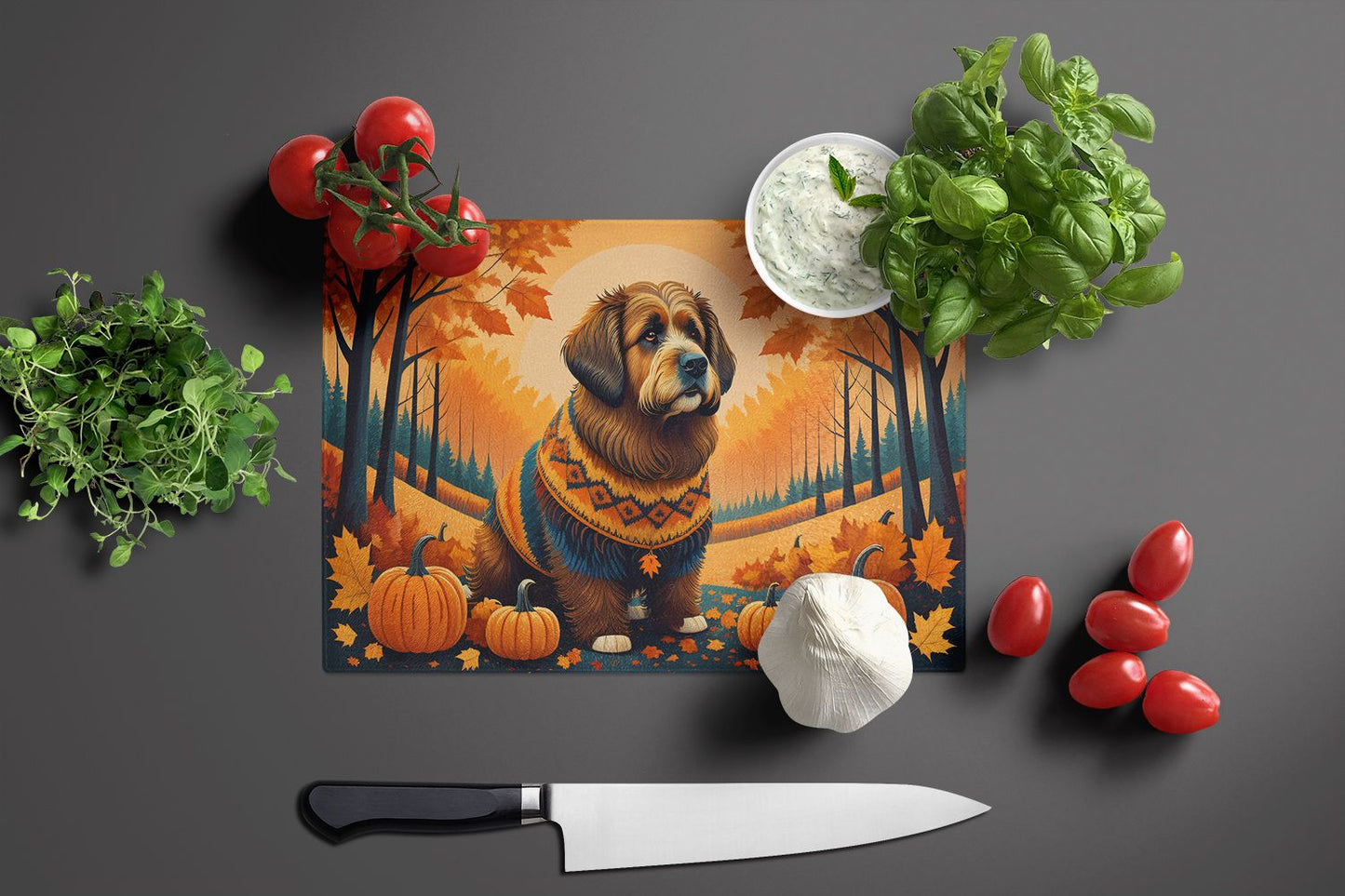 NEW Briard Fall Glass Cutting Board Decorative Tempered Glass Kitchen Cutting and Serving Board Large Size Chopping Board