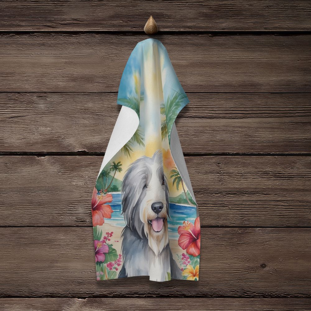 Bearded Collie Luau Kitchen Towel Dish Cloths Guest Hand Towel Decorative Bathroom Towel for Face,Tea, Dishcloth, Kitchen and Bath