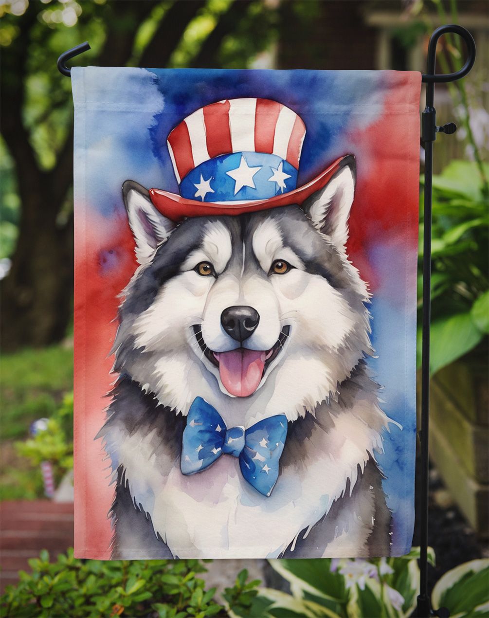 Alaskan Malamute Patriotic American Garden Flag Mailbox Flag Decorative Yard Flag Banner Outside Patio Artwork Yard Flower Beds, Garden Size, Multicolor