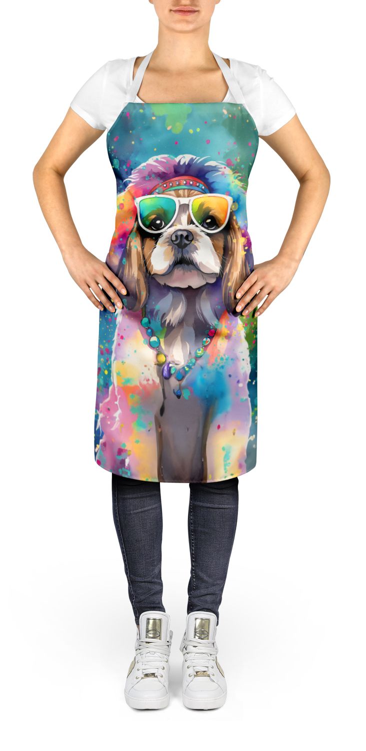 Shih Tzu Hippie Dawg Apron Cooking Kitchen Server Baking Crafts Gardening for Adult Women Men, Unisex, Large, Multicolor