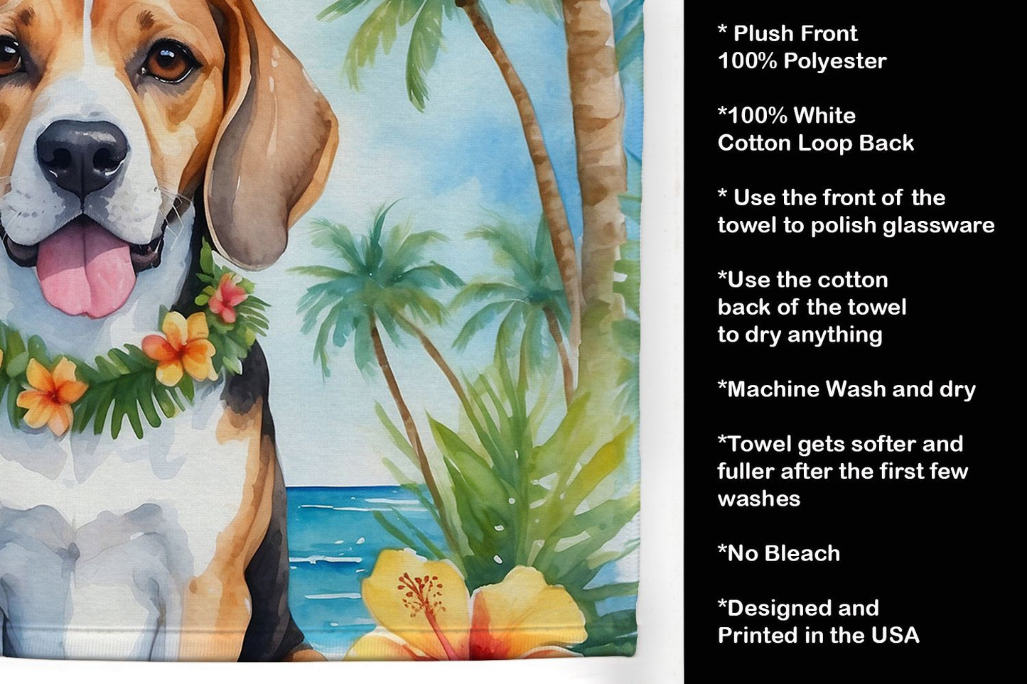 Beagle Luau Kitchen Towel Dish Cloths Guest Hand Towel Decorative Bathroom Towel for Face,Tea, Dishcloth, Kitchen and Bath