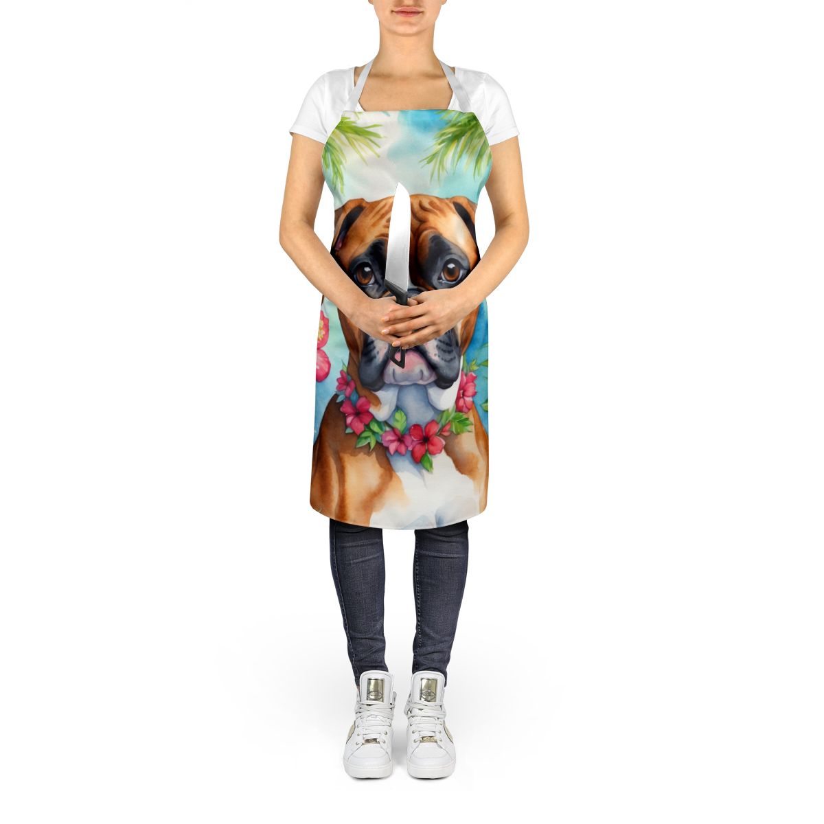Boxer Luau Apron Cooking Kitchen Server Baking Crafts Gardening for Adult Women Men, Unisex, Large, Multicolor