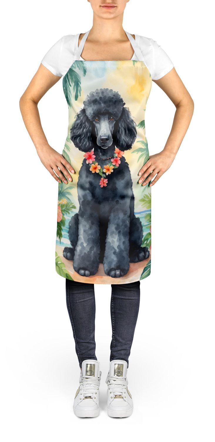 Black Poodle Luau Apron Cooking Kitchen Server Baking Crafts Gardening for Adult Women Men, Unisex, Large, Multicolor