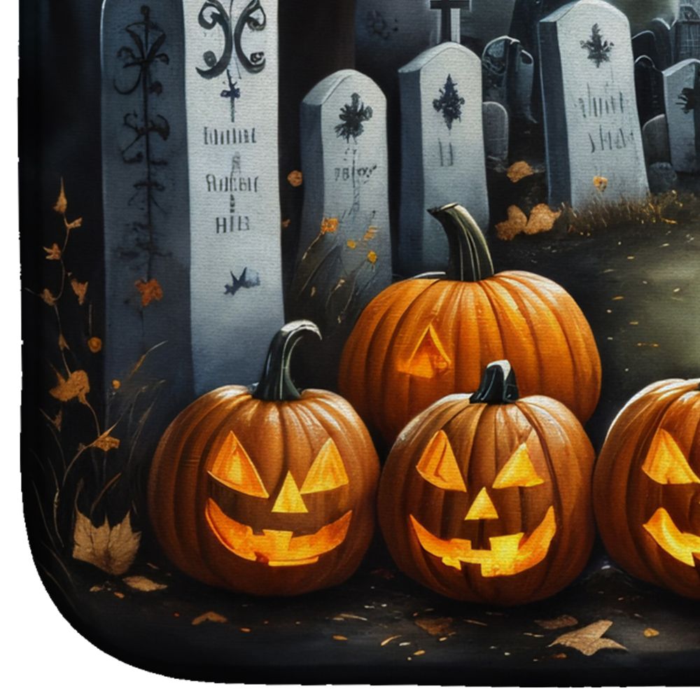 Golden Retriever Spooky Halloween Dish Drying Mat Absorbent Dish Drying Mat Pad for Kitchen Counter Dish Drainer Mat for Countertop, 14 x 21", Multicolor