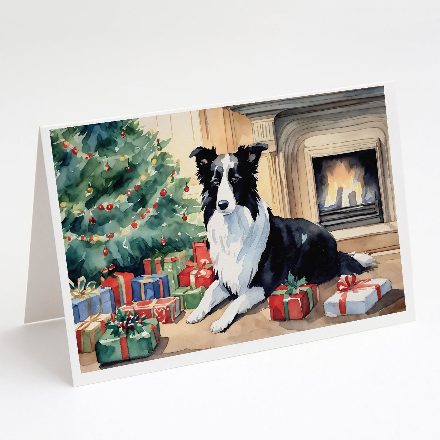 Border Collie Christmas Greeting Cards Pack of 8 Blank Cards with Envelopes Whimsical A7 Size 5x7 Blank Note Cards