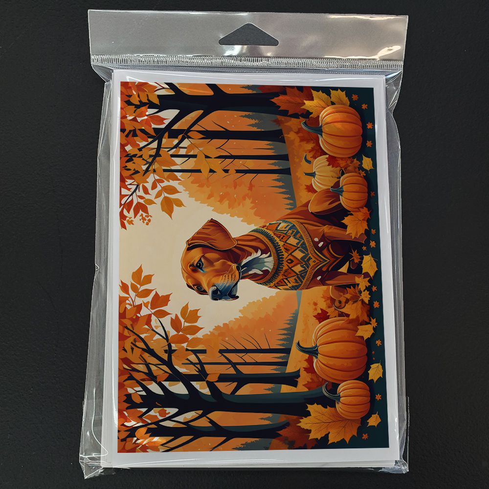 Vizsla Fall Greeting Cards Pack of 8 Blank Cards with Envelopes Whimsical A7 Size 5x7 Blank Note Cards