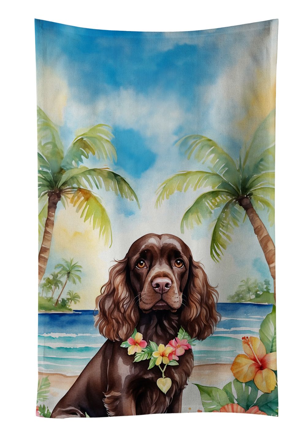 Cocker Spaniel Luau Kitchen Towel Dish Cloths Guest Hand Towel Decorative Bathroom Towel for Face,Tea, Dishcloth, Kitchen and Bath