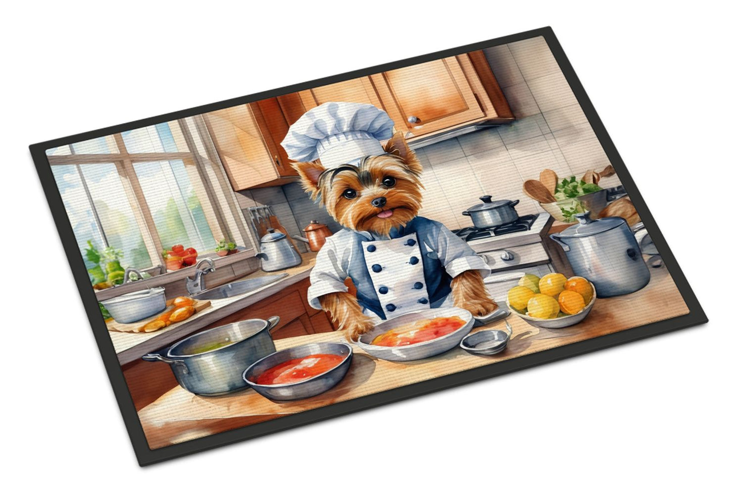NEW Yorkie Yorkshire Terrier The Chef Doormat Front Door Mat Indoor Outdoor Rugs for Entryway, Non Slip Washable Low Pile, 18H X 27W
