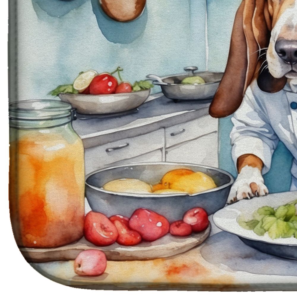 Basset Hound The Chef Dish Drying Mat Absorbent Dish Drying Mat Pad for Kitchen Counter Dish Drainer Mat for Countertop, 14 x 21", Multicolor
