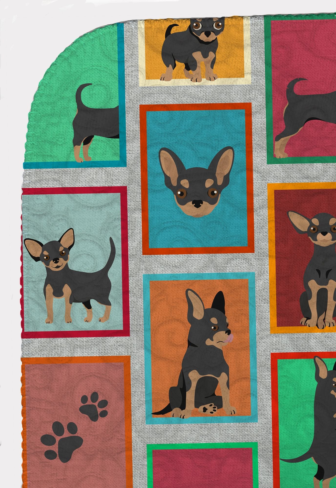 Lots of Black and Tan Chihuahua Quilted Blanket 50x60 Artwork Pattern Quilted Throw Blanket for Bed, Couch, Sofa, Soft and Lightweight