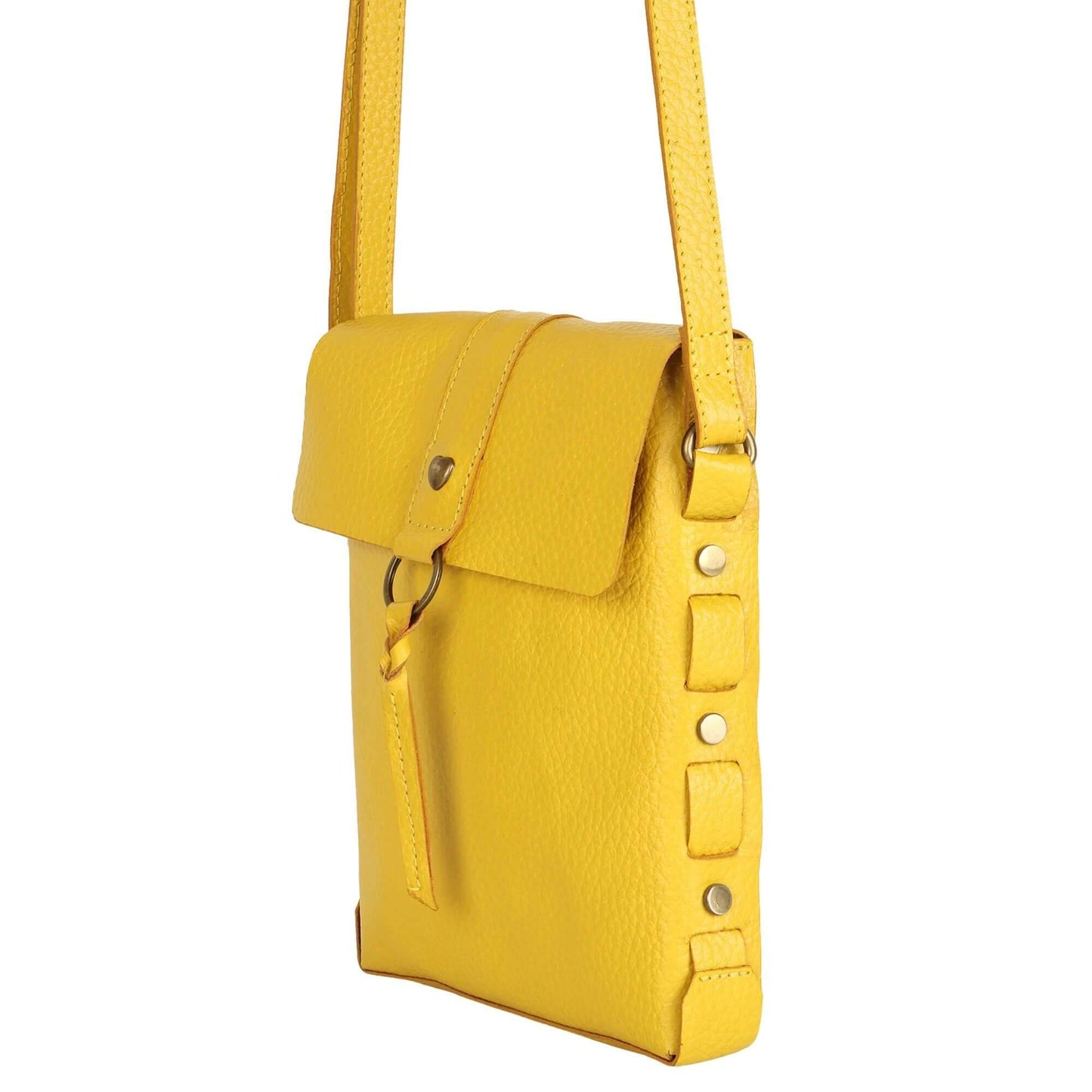 Jane Long crossbody w/ top flap & tassel - Canary Yellow