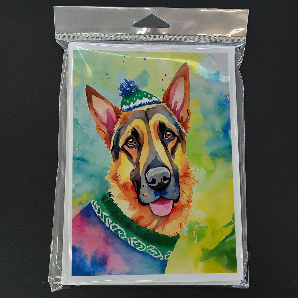 German Shepherd Christmas Greeting Cards Pack of 8 Blank Cards with Envelopes Whimsical A7 Size 5x7 Blank Note Cards