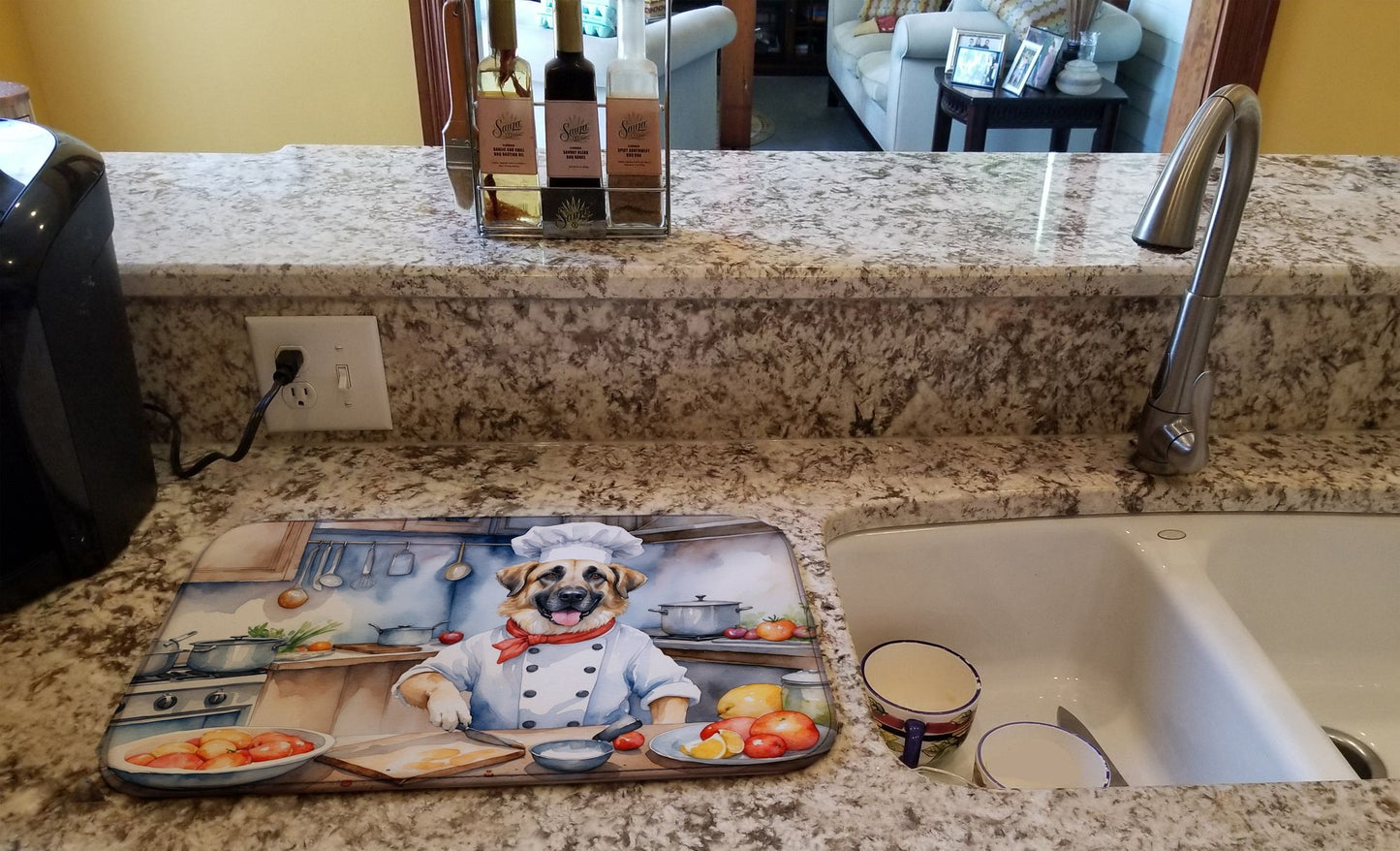 Anatolian Shepherd The Chef Dish Drying Mat Absorbent Dish Drying Mat Pad for Kitchen Counter Dish Drainer Mat for Countertop, 14 x 21", Multicolor