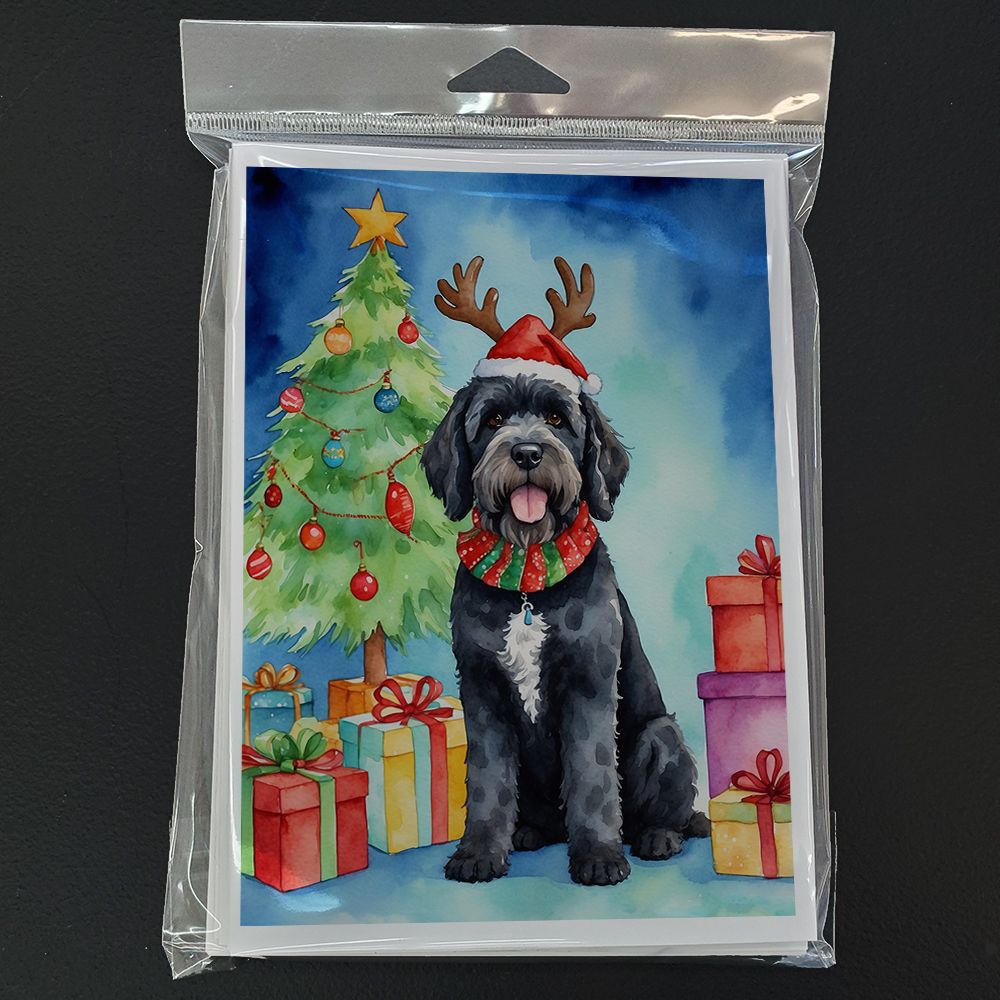 Portuguese Water Dog Christmas Reindeer Greeting Cards Pack of 8 Blank Cards with Envelopes Whimsical A7 Size 5x7 Blank Note Cards