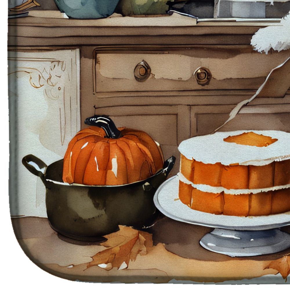 Coton De Tulear Fall Kitchen Pumpkins Dish Drying Mat Absorbent Dish Drying Mat Pad for Kitchen Counter Dish Drainer Mat for Countertop, 14 x 21", Multicolor