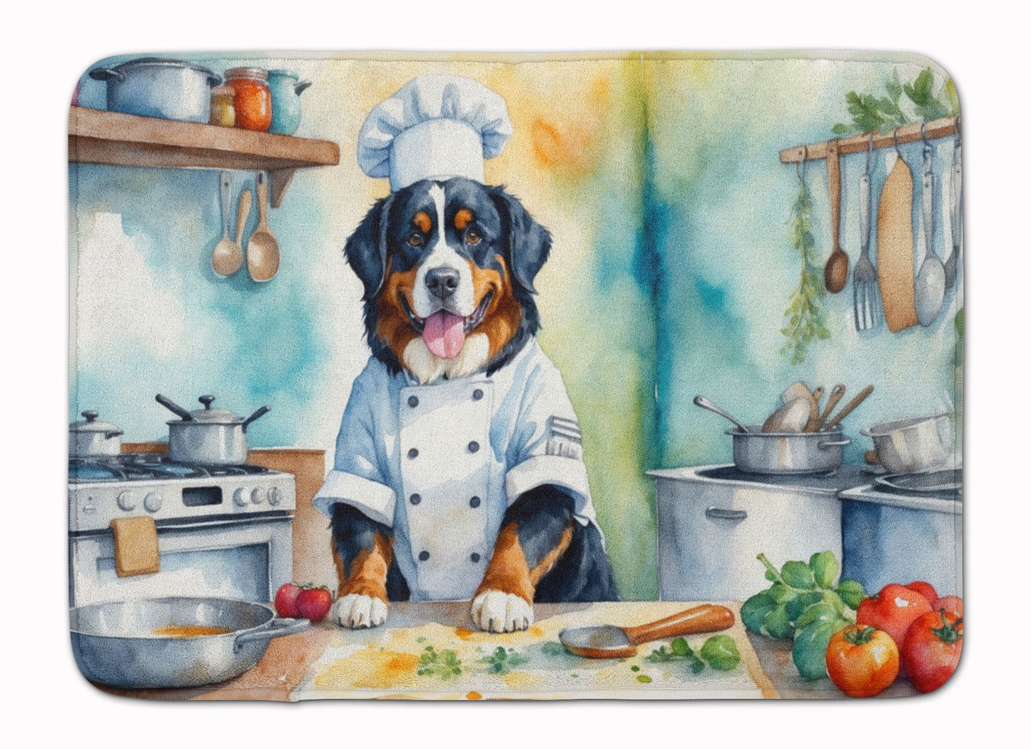 Bernese Mountain Dog The Chef Memory Foam Kitchen Mat Machine Washable Anti-Fatigue Mat Cushion Comfort Bath Mat or Kitchen Rug
