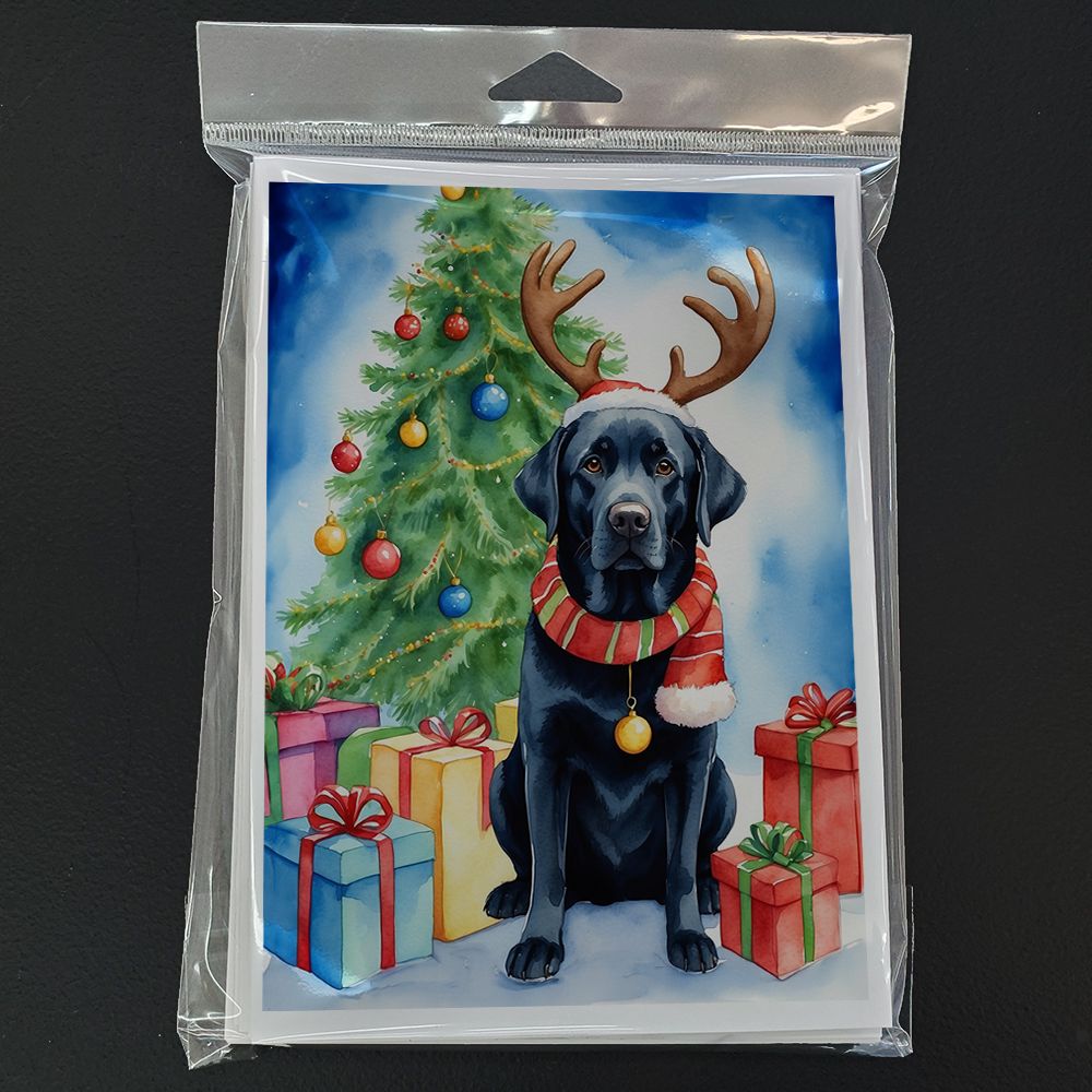 Black Labrador Retriever Christmas Reindeer Greeting Cards Pack of 8 Blank Cards with Envelopes Whimsical A7 Size 5x7 Blank Note Cards