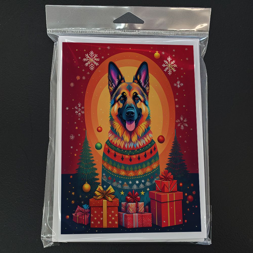 German Shepherd Holiday Christmas Greeting Cards Pack of 8 Blank Cards with Envelopes Whimsical A7 Size 5x7 Blank Note Cards