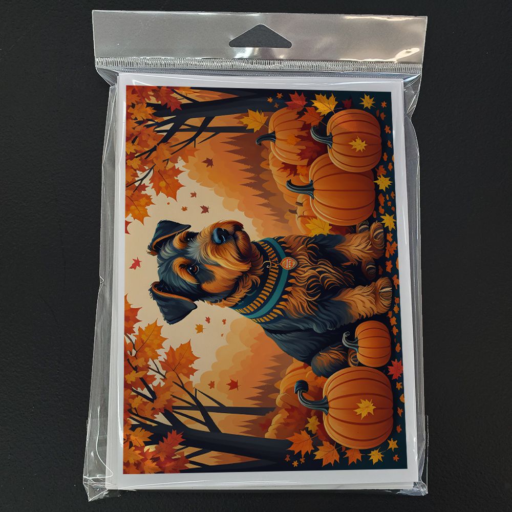 Airedale Terrier Fall Greeting Cards Pack of 8 Blank Cards with Envelopes Whimsical A7 Size 5x7 Blank Note Cards