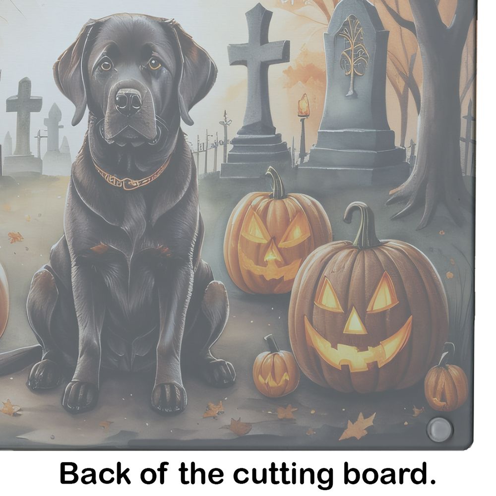 NEW Chocolate Labrador Retriever Spooky Halloween Glass Cutting Board Decorative Tempered Glass Kitchen Cutting and Serving Board Large Size Chopping Board