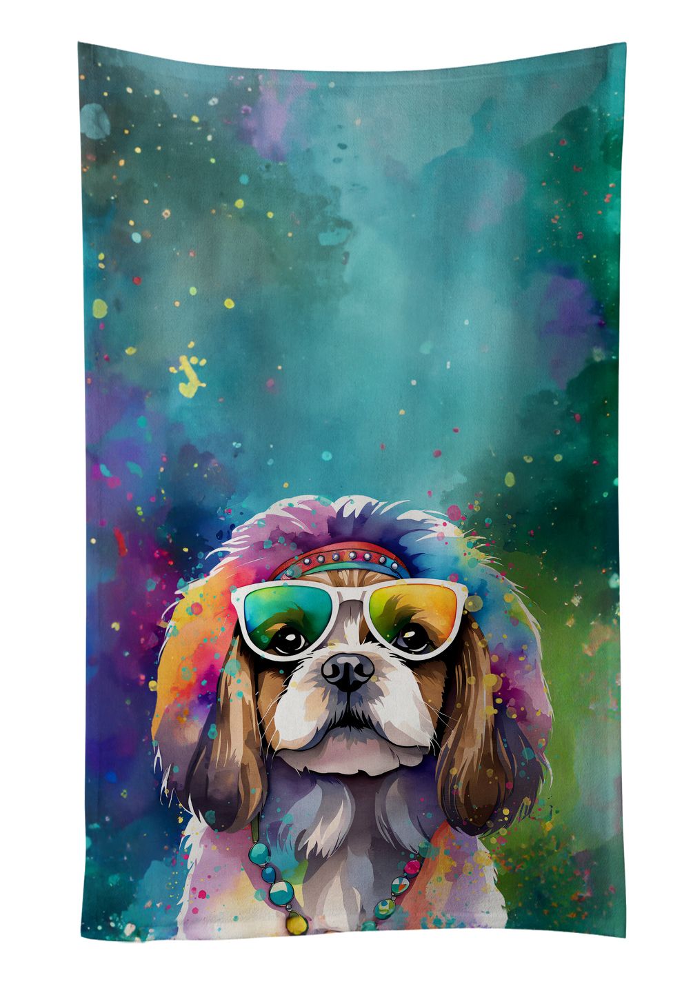 Shih Tzu Hippie Dawg Kitchen Towel Dish Cloths Guest Hand Towel Decorative Bathroom Towel for Face,Tea, Dishcloth, Kitchen and Bath