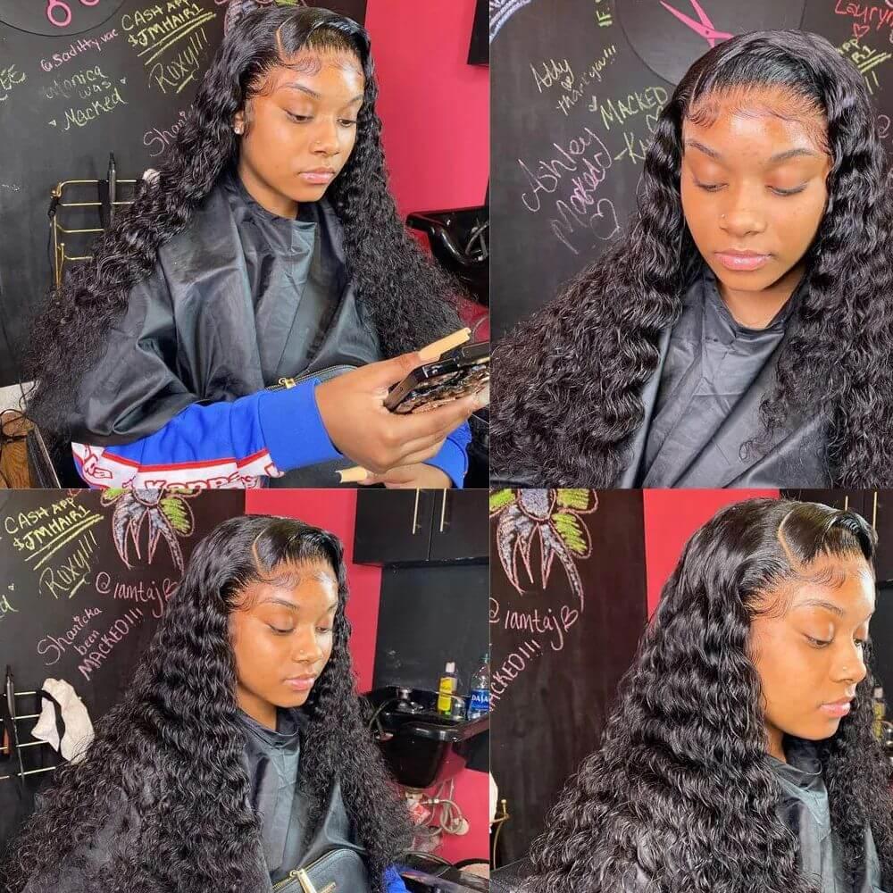 Transparent 13x4 13x6 HD Water Wave Lace Front Wigs Curly Human Hair Wigs Deep Wave Lace Frontal Wigs For Women Pre Plucked - Clothes For Her Online Store