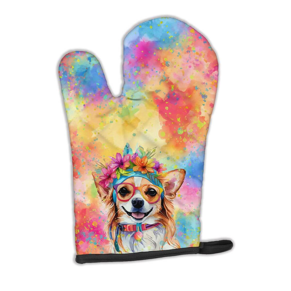Chihuahua Hippie Dawg Oven Mitt Heat Resistant Thick Oven Mitt for Hot Pans and Oven, Kitchen Mitt Protect Hands, Cooking Baking Glove