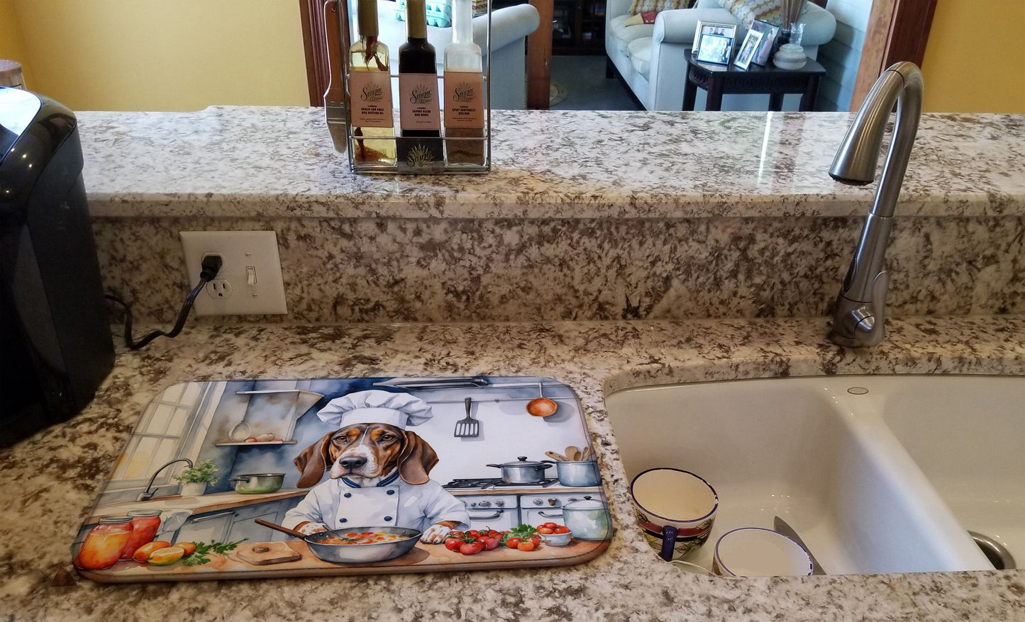 American English Coonhound The Chef Dish Drying Mat Absorbent Dish Drying Mat Pad for Kitchen Counter Dish Drainer Mat for Countertop, 14 x 21", Multicolor