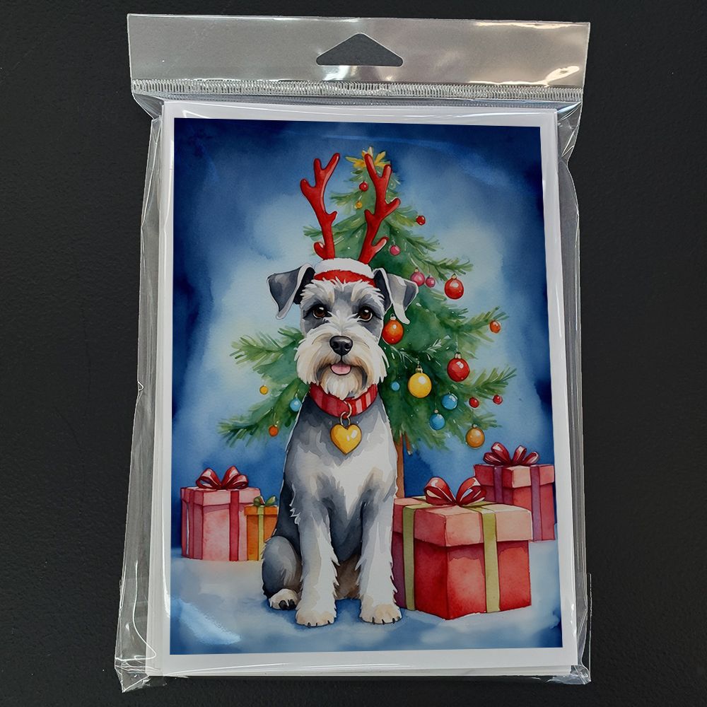 Schnauzer Christmas Reindeer Greeting Cards Pack of 8 Blank Cards with Envelopes Whimsical A7 Size 5x7 Blank Note Cards
